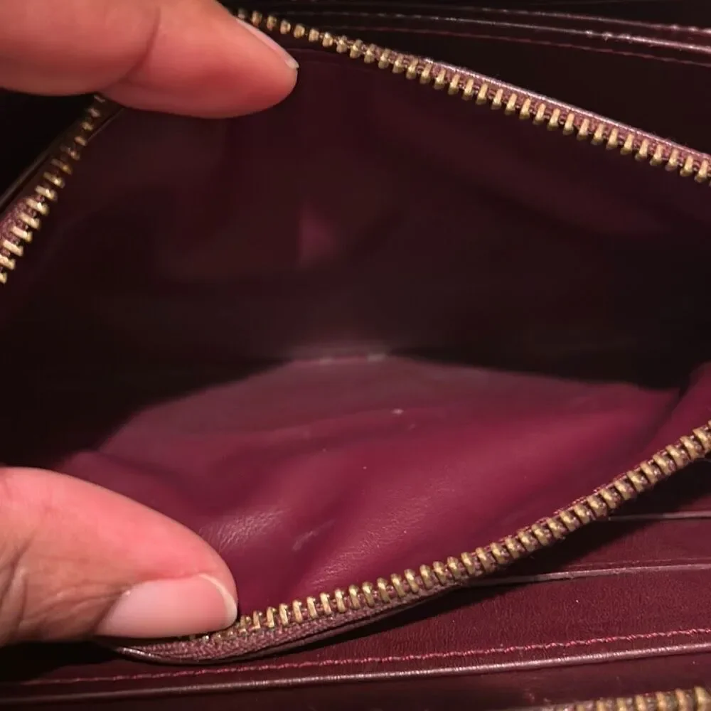 Louis Vuitton Vernis Zip Around Long Wallet Merlot Shiny Dark Red Logo Print LV